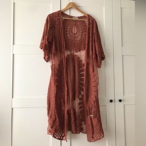 Burnt Orange Lace Summer Cardigan